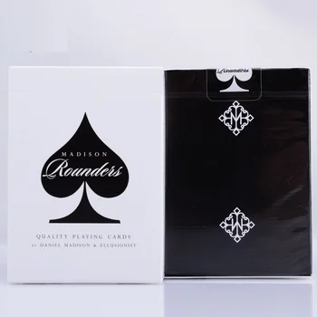 2 Pachete Ellusionist Madison Rounders Negru&Alb Carti De Joc De Înaltă Calitate, Carduri De Magie Poker De Aproape Trucuri Magice Elemente De Recuzită