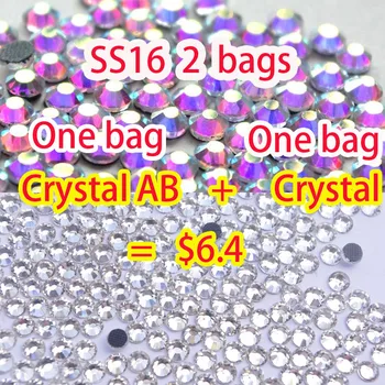 2 saci de Cristal AB + Cristal DMC Flatback Strass Crystal Hotfix cu Strasuri SS16 3.8-4.0 MM 2880PCS/LOT pentru DIY articole de Îmbrăcăminte Rochie