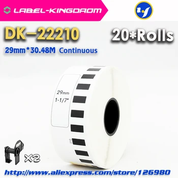 20 Refill Role Compatibile DK-22210 Eticheta 29mm*30.48 M Continuu Compatibil pentru Brother Imprimantă de Etichete Hârtie Albă DK22210 DK2210