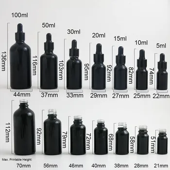 200 X 100 ml negru Strălucitor E lichid Flacon picurător 1oz negru facny sticlă piepette dropper sticle de 50 ml 20ml 15m 10ml 5ml