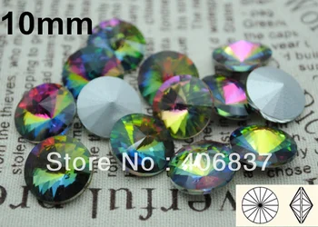 200pcs/Lot, 10mm Rainbow Crystal Rivoli Pietre, Transport Gratuit! Chineză Calitate Top Cristal Rivoli