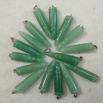 2016 Moda de înaltă calitate natural Verde Aventurin formă de glonț pandantive farmecele pentru a face bijuterii 12buc/lot en-gros gratuit