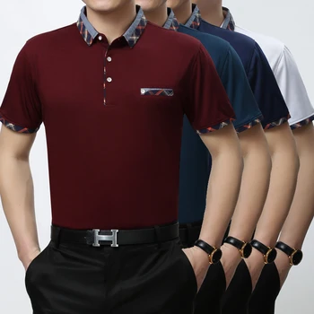 2016 Noi de vara casual barbati business culoare solidă de mătase bumbac tricou polo