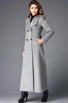 2017 iarna x lungă haină de lână femei high-end de calitate palton de lână stand guler Dublu butonul design clasic