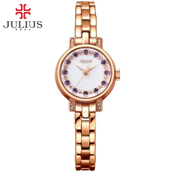 2017 Julius Cuarț de Brand Lady Ceasuri Femei de Lux Ceasuri Brățară de Cristal Diamant Ultra Slim a Crescut de Aur Reloj de Ore de Ceas JA-883