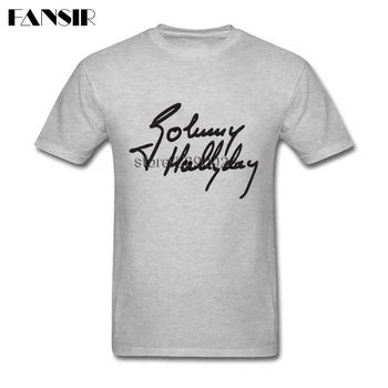 2017 mai Recente Star Rock Johnny Hallyday Semnătura Tricou Om Short Sleeve Crewneck Bumbac Barbati tricou Camisetas de Dimensiuni Mari