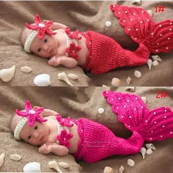 2017 mica Sirenă Drăguț nou-născut recuzită fotografie kintting copil pălărie cald iarna pentru copii costum fotografie capota enfant moda