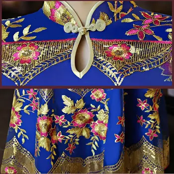 2017 Negru Cheongsam Mult Qipao Broderie Rochie Vintage Tradițională Chineză Haine Pentru Femei Dantelă Coadă De Pește Qi Pao Oriental