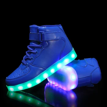 2017 nou fată băiat de 7-culoare LED-uri de mare pentru a ajuta copiii lumina puternica cu LED-uri luminoase plate pantofi casual, pantofi mărimea 25-40