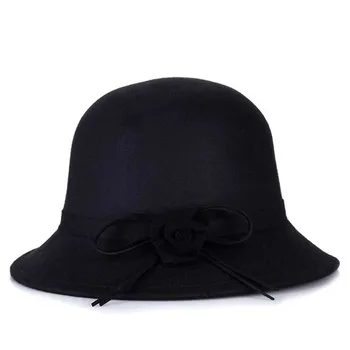 2017 nou Simțit Imitație de Lână de Iarnă Toamna Femei Doamnelor Pălării de Top de Jazz Pălărie de Culoare Solidă Simplu Pălării Capace Rotunde
