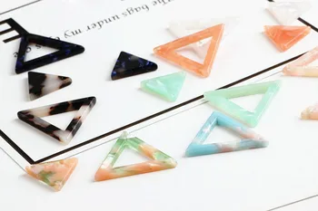 2017 Nou Stil 30pcs/lot geometrie colorate Gol triunghi acrylice margele de moda farmece diy bijuterii cercei pandantive