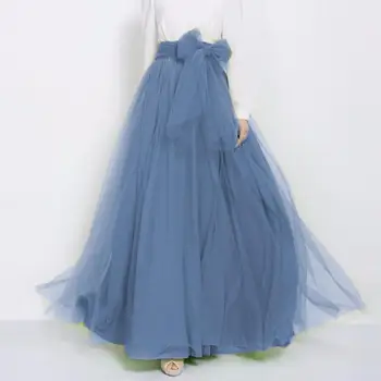 2017 Praf Fusta Albastru Faldas Haute Couture Lolita Mult Fusta Tutu Cu Arcul Personalizate Longa Saias