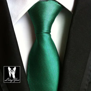 2017 Top Design de Moda Cravatele de Poliester 8cm Clasic Partidul Verde Carouri Cravata Domnilor Țesute Gravatas pentru Adulți