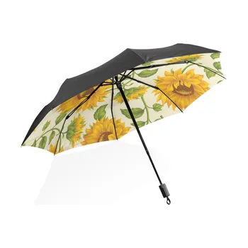 2017 Ultralight Trei Pliere Femei Umbrela de Floarea-soarelui Tipărite Automat Anti UV Femeie Ploaie Umbrela pentru ploaie și cu Soare