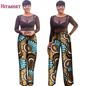 2017 vara femei africane Batik print pantaloni din africa de imprimare vițel-lungime Vrac lungi Largi picior pantaloni ankara bumbac pantaloni WY488