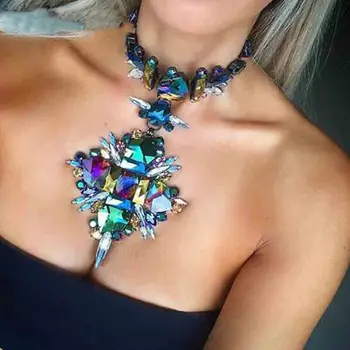 2017 Vara Geometrice Moda Cristal Cravată Colier Pentru Femei De Mireasa Boho Declarație Colier Personalizat Chocker Bijuterii En-Gros