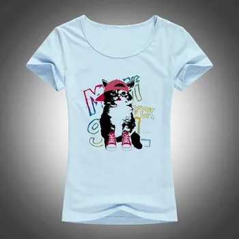 2017 vara Noi de Moda pentru Femei tricou Maneca Scurta Cat Imprimate t-shirt Casual Tricouri Strada Topuri F74