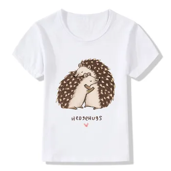 2018 Copii Arici Îmbrățișare/Sărut Print Funny T-Shirt Copii Top de Vara Fete Baieti Maneca Scurta, Haine Casual Copii T shirt,HKP2121
