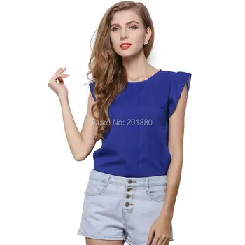 2018 culoare Solidă Femei Topuri Șifon Bluze de Vară Stil 1214