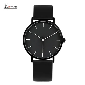 2018 Enmex stil cool pentru bărbați ceasuri de mînă Scurtă vogue simplu, elegant, alb-Negru fata piele cuarț ceas moda ceas