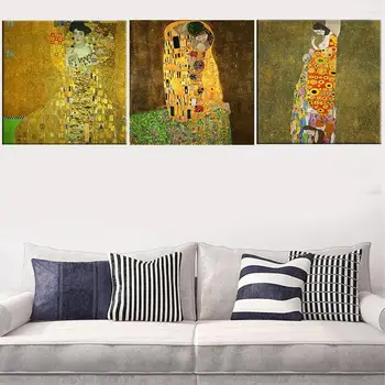 2018 Modular poze 3 Piese Gustav Klimt Sarutul Printuri Tablou Canvas Abstract Art Decorațiuni interioare Poza Poze de Perete Pentru Li