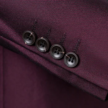 2018 New Pure Color Costume pentru Bărbați Jachete + Pantaloni + Vesta 3XL 4XL Bleumarin Vin roșu Elegant de Afaceri, Nunti si Banchete Slim fit