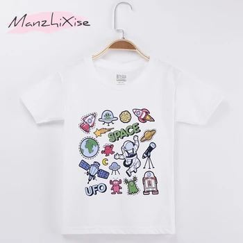 2018 Noi pentru Copii T-shirt Spațiu OZN Extraterestru Desene animate Design Bumbac Copilului Scurte Tricou Baieti Tricouri Copii Haine pentru Copii Fata Topuri