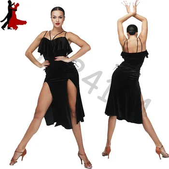 2018 noua moda sexy dans latino rochie de catifea subțire Sexy de dans salsa rochie cu Spatele gol Petrecere Femei Rochii marimea S-XL ping