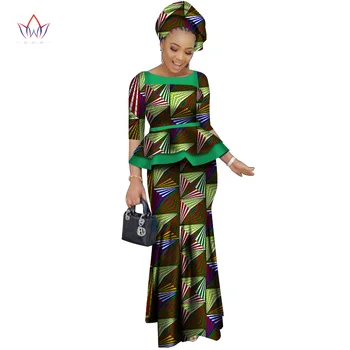 2018 Vara femeile africane două piese o-gât Fusta print set africane îmbrăcăminte pentru femei, plus dimensiune haine de bumbac obișnuit nici unul WY2466