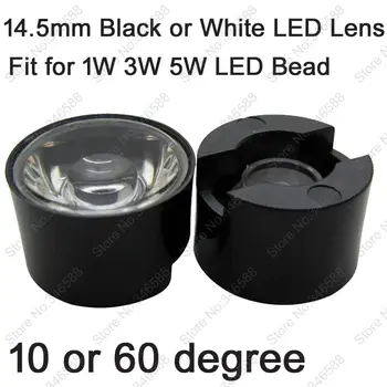 20buc 14.5 mm Optice PMMA Lentile cu LED-uri de 10 grade sau 60 grade Unghi de Vizualizare Negru sau Alb Suport pentru 1W 3W 5W Emițător IR CCTV DIY