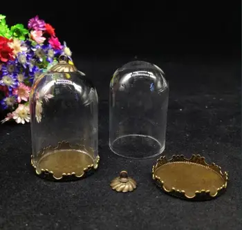 20buc 38*25mm se amestecă culoare tub de forma de glob de sticlă bază de flori margele capac flacon de sticlă pandantiv de sticlă acoperi dome accesorii cadou