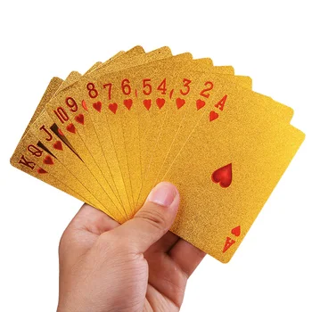 24 de Carate, foita de Aur Placat cu Baccarat Texas Hold ' em Plastic Carti de Joc Impermeabil Cărți de Poker, Jocuri de masă 2.28*3.46 inch qenueson