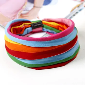 24 de culori Bomboane colorate sport elastice Hairband Moda Tesatura Largă susținere Pentru Femei Păr accesorii Florale Imprimare Turban 1buc