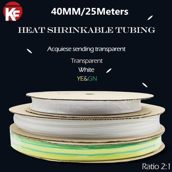 (25Meters/lot) 40MM Diametru Interior Alb/YE&GN/Transparent Clar Căldură Psihiatru Tuburi Termocontractabile Tuburi de Izolație Manșon de Cablu