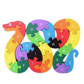 26 de Litere engleză Jucării Creierul Minunat din Lemn Șarpe Puzzle 3D, Puzzle Copii Educative Jucarii din Lemn M09