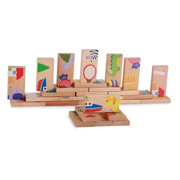 28pcs/set Animale Colorate Domino Puzzle din Lemn Desene animate Montessori Educative Jucarii pentru Copii de Ziua de nastere Drăguț Cadouri Amuzante Jocuri pentru Copii