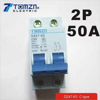 2P 50A 400V~ 50HZ/60HZ întrerupător de Circuit AC MCB siguranță întrerupător de tip C