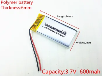 3.7 V 600mAh 602244 Litiu-Polimer Li-Po, li-ion Reîncărcabilă de celule de Baterii Pentru Mp3 MP4 MP5 GPS PSP mobil bluetooth