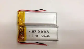 3.7 V litiu polimer baterie 501646 360MAH; gumă de mestecat recorder camera pix Bluetooth baterie Reîncărcabilă Li-ion cu Celule