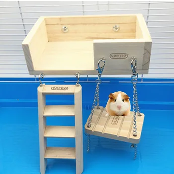 3 BUC Hamster Chinchilla house Bed cușcă pentru Animale Mici de lemn hamster scara leagăn jucarie set Hamster Pedala de bord accesorii