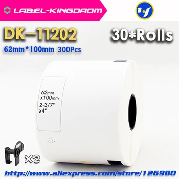 30 Reumplere Role Compatibile DK-11202 Eticheta 62mm*100mm 300Pcs Compatibil pentru Brother Imprimantă de Etichete Hârtie Albă DK11202 DK-1202