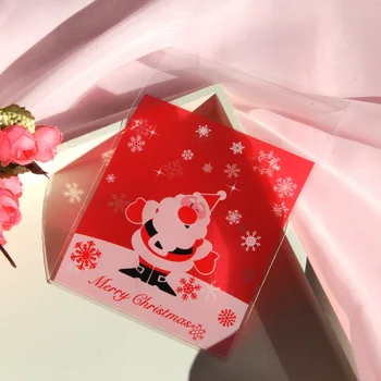 300pcs crăciun Moș Crăciun și Fulgi de zăpadă Roșu Cadou Pungă de Mâncare de Crăciun Punga de Celofan Drăguț Biscuit Plastic Favoarea Partidului Sac