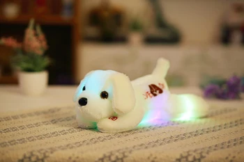 35cm Kawaii Plus de Câine Papusa cu Lumina LED-uri Colorate Stralucitoare Catelus Jucărie de Pluș pentru Copii Jucării pentru Copii de Craciun Cadou de Ziua de nastere