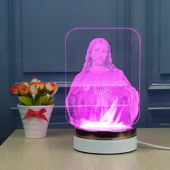3D lampă de masă Isus lumina LED biserica Catolică cadou de Crăciun iluminat interior deak abajurul paturi birou Birou lampă de masă