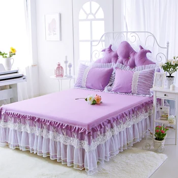 3Pcs Printesa Roz violet Pat fusta Regele Regina Full twin dimensiune Pentru Copii Fete Camera Cuvertură de pat Cearșaf față de Pernă pentru Cadouri