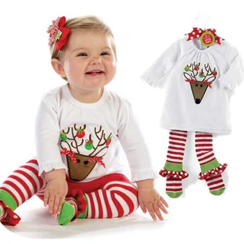 3~5 vârstele transport gratuit stil de Crăciun costum copil de Moda stil Potrivit pentru fete Frumoase și băieți Crăciun Fericit clothin seturi