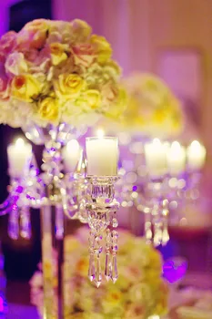 4 brațele cu flori castron 80cm 31.4 inch Înalt de cristal candelabru suport lumanare nunta centerpieces masa de cină decor de masă