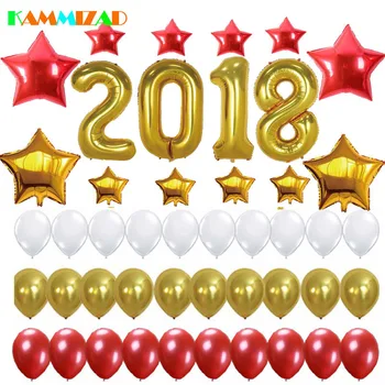 40inch Numărul de Aur 2018 Baloane Folie 46pcs/set de 12 țoli Latex 10inch Star Aer Globos de Anul Nou Petrecere de Nunta Decor de Sărbători
