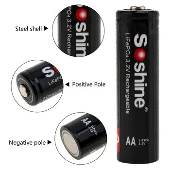 4buc Soshine 3.2 V 700mAh Baterie AA 14500 LiFePO4 Baterie Reîncărcabilă + Portable Bateriei Cutie de Depozitare de Caz