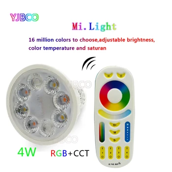 4W MiLight AC86-265V Bec LED GU10 Estompat LED Lampa RGB+Alb Cald+Alb (RGB+CCT) Reflectoarelor Interior Camera de zi